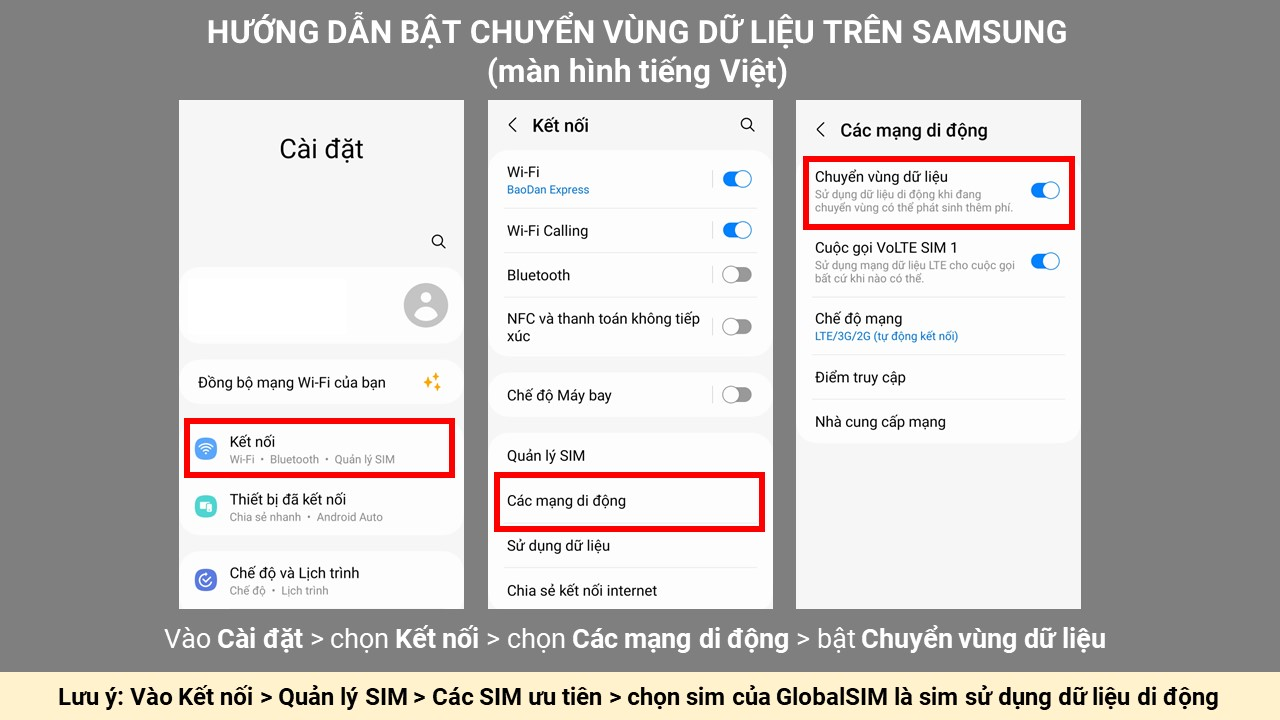 Bật Chuyển vùng dữ liệu trong Mobile Network trên Android